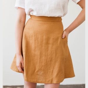 A line mustard linen skirt from etsy